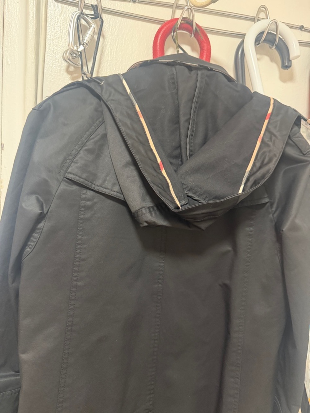 Burberry Black Trench Coat with Signature Check Trim